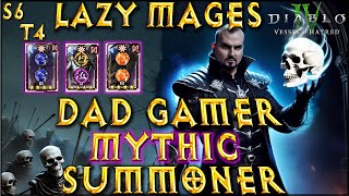 S6 T4 Mythic LAZY MAGES Summoner Necromancer Build Diablo 4 VoH [upl. by Notsek]