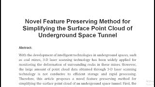 Novel Feature Preserving Method for Simplifying the Surface Point Cloud of Underground Space Tunnel [upl. by Nyleikcaj]