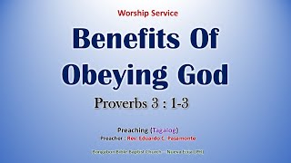 Benefits Of Obeying God Proverbs 313  Preaching Tagalog  Filipino [upl. by Arluene714]