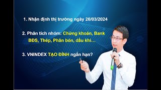 Chứng khoán hàng ngày Nhận định thị trường ngày 26032024 VNINDEX TẠO ĐỈNH ngắn hạn [upl. by Kram903]