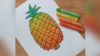 how to draw pineapple  pineapple drawing easy step  step by step pineapple drawing methods [upl. by Tannenwald]