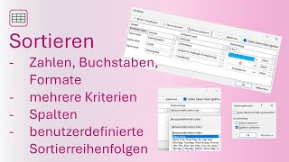 Sortieren in Excel nach Text Zahlen Formaten Spalten und benutzerdefiniert [upl. by Nonnair690]