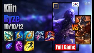 Kiin Top Ryze vs Rumble lol KR solo rank Full Game 1417 [upl. by Brody]