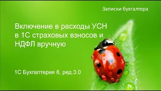 Включение в расходы УСН в 1С страховых взносов и НДФЛ вручную [upl. by Madlin]