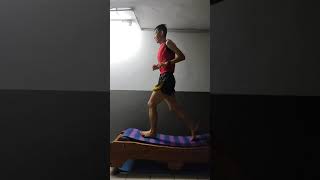 Running and checking form on diy motorless treadmill [upl. by Ahsyia]