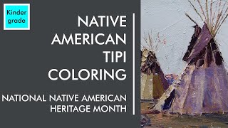 Virtual Art with Mrs Van Alstyne  Native American Tipi Coloring [upl. by Melborn]