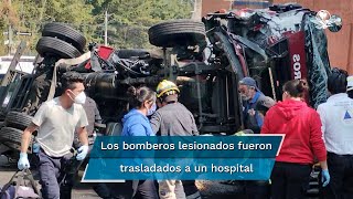 Camión de bomberos vuelca en Magdalena Contreras y deja 3 lesionados [upl. by Nonrev]