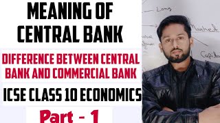 Central Bank  Different between Central Bank and Commercial Bank ICSE CLASS 10CLASS12 Economics [upl. by Shakti]