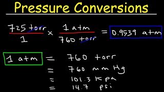 Gas Pressure Unit Conversions  torr to atm psi to atm atm to mm Hg kpa to mm Hg psi to torr [upl. by Ikim]