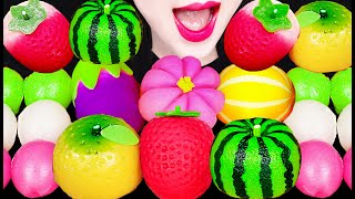 ASMR Fruit Mochi Strawberry Watermelon Dango 과일 화과자 모찌 찹쌀떡 먹방 Mukbang Eating [upl. by Wehner572]