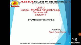 DYNAMIC LIGHT SCATTERING BY RAKESH KUMAR SHARMA [upl. by Llenrahc]