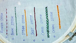 6 Basic Hand Embroidery Stitches Sampler For Absolute Beginners🧶part 1 [upl. by Koorb782]