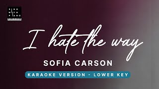 I hate the way  Sofia Carson LOWER Key Karaoke  Piano Instrumental Cover with Lyrics [upl. by Llyrehc]