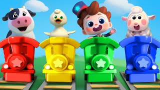 Train Choo Choo Song  Farm Animals  Animals Sounds Song  Nursery Rhymes amp Kids Songs  BabyBus [upl. by Esirec]