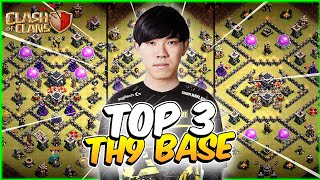 Th9 war base  Top 3 best bases Clash of clans [upl. by Ailuj588]