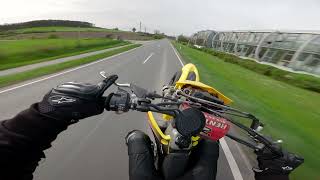 SUZUKI RMZ 450 SUPERMOTO  FIRST DRIVE  WHEELIE MACHINE [upl. by Lucita666]