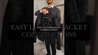 EASY LEATHER JACKET COMBINATION leatherjackets jackets mensfashion [upl. by Assillam875]