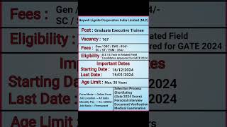 NLC Executive Trainee Online Form 2024  Mechanical Vacancy  Electrical Trainee Vacancy  NLC Civil [upl. by Demona]