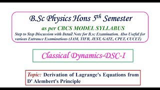 Derivation of Lagranges Equations from D Alemberts Principle  Classical Dynamics [upl. by Ainolopa]