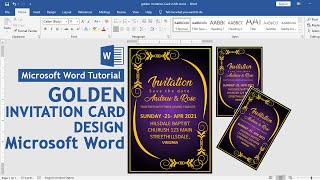 Golden Invitation Card Design in Microsoft Office Word Tutorial [upl. by Anera277]