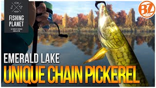 Unique Chain Pickerel of Emerald Lake  Fishing Planet Test Your Spot Series [upl. by Eilitan]