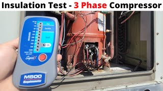 HVACR quotMeggerquot Insulation Test For 3 Phase Compressor Motor Windings Insulation Test SUPCO M500 [upl. by Hamian]