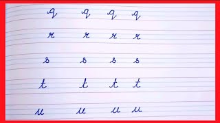 Small letter cursive writingpart5q r s t u cursive writing for beginners [upl. by Columba108]