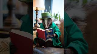 A little skunk is reading a book skunk animals animalshorts [upl. by Flowers]