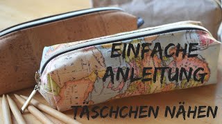 Einfaches Täschchen nähen für Anfänger Federpenal Stricknadel Tasche Utensilo [upl. by Tolman494]