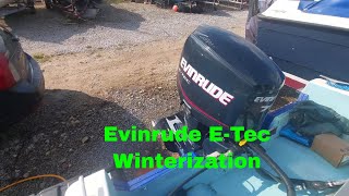 Evinrude ETec outboard winterization [upl. by Llerrehs]