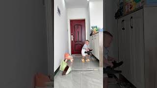 Son Helps Mom Clean The Floor funny baby cute cutebaby toys goodthing babytoys [upl. by Merceer]