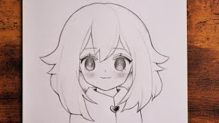 How to Draw Anime  Easy cute girl Drawing step by step [upl. by Ativla]