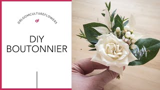 How to make a boutonniere easy DIY tutorial by Bloom Culture Flowers [upl. by Ocnarfnaig]