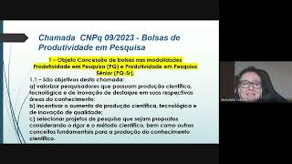 Workshop Chamada CNPq  Bolsas de Produtividade em Pesquisa [upl. by Eiddet549]