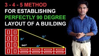 345 METHOD FOR ESTABLISHING PERFECTLY 90 DEGREE LAYOUT OF A BUILDING [upl. by Notneuq]