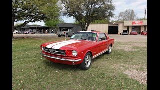 1966 Mustang Red w White stripes Cold Start amp Walk Around [upl. by Alesiram473]