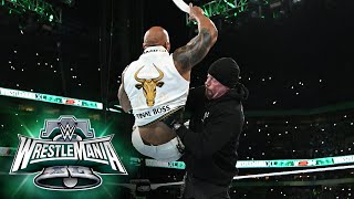 The Undertaker delivers an epic Chokeslam to The Rock WrestleMania XL Sunday highlights [upl. by Baxy]