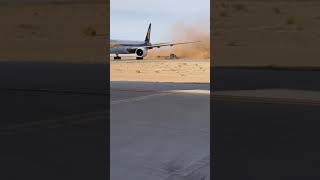 OMG tractor trailer blown over by airplane jet blast jet airways triple seven Boeing 777300ER [upl. by Serena]