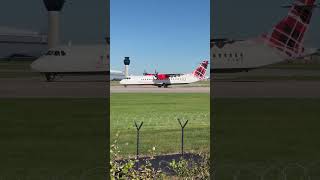 Loganair ATR 72600 Powers Out Of Manchester Airport shorts 4k airport flight airplane plane [upl. by Gimble861]