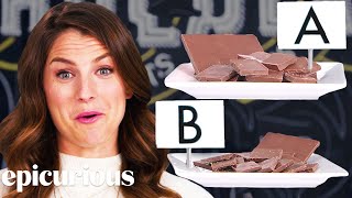 Chocolate Expert Guesses Cheap vs Expensive Chocolate  Price Points  Epicurious [upl. by Otnicaj63]