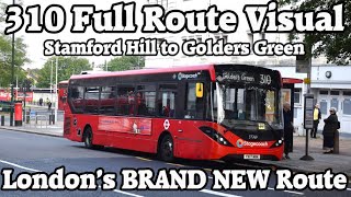 FULL ROUTE VISUAL  310  Stamford Hill to Golders Green  Stagecoach London 37769 YX17NWK [upl. by Corabella410]