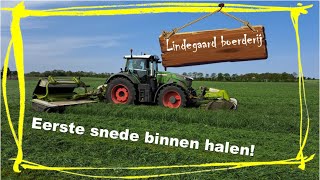 5 Eerste snede gras maaien harken hakselen en inkuilen [upl. by Girhiny799]