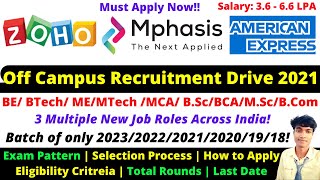 🔴Zoho  Mphasis  American Express OffCampus Drive 2023 2022  2021  202019  Selection Process [upl. by Tarra]