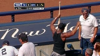 Fan catches Beltrans bat in the stands [upl. by Ikcim]