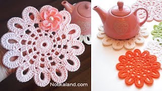 Crochet Doily EASY crochet flower doily tutorial [upl. by Elisabeth919]