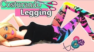 Como Fazer Calça Legging Para Barbie Corte e Costura Roupa de Boneca Super Toy Kids em Português [upl. by Apollus]