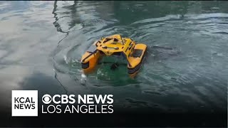 Remotecontrolled aquatic drone enlisted to help keep the Port of Long Beach free of debris [upl. by Ehud629]