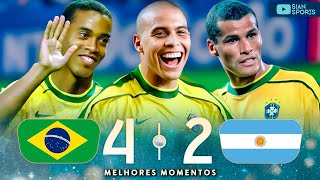 TEVE HATTRICK FENOMENAL RONALDO RIVALDO E RONALDINHO HUMILHANDO A ARGENTINA EM 1999 SEM DÓ [upl. by Ahsienor559]