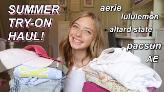 SUMMER TRYON HAUL lululemon aerie pacsun  more [upl. by Waterman]