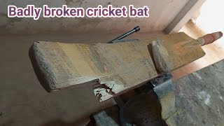 Repairing a badly broken cricket batBat repairAyyan sports cricketbat batrepair mightycricket [upl. by Suiramed]